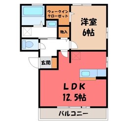 西川田駅 徒歩15分 1階の物件間取画像